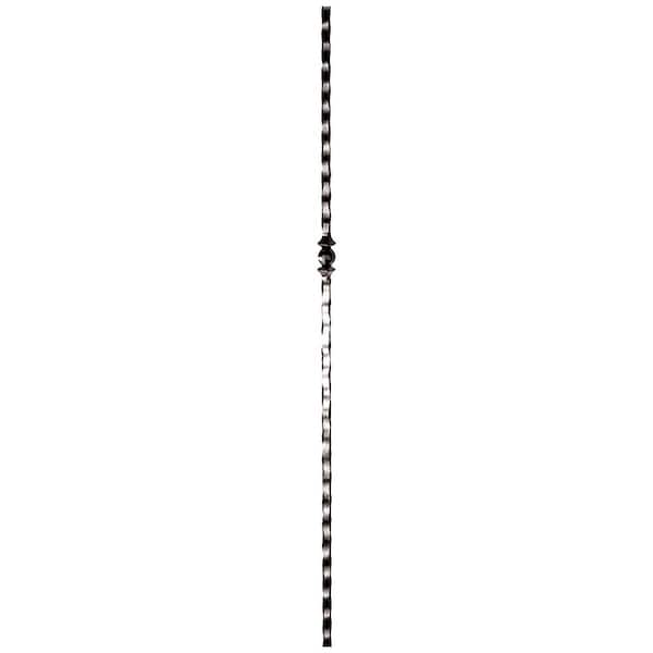 arteferro 44 in. x 9/16 in. Hammered With Single Sphere Classic Black Powder Coated Wrought Iron Baluster