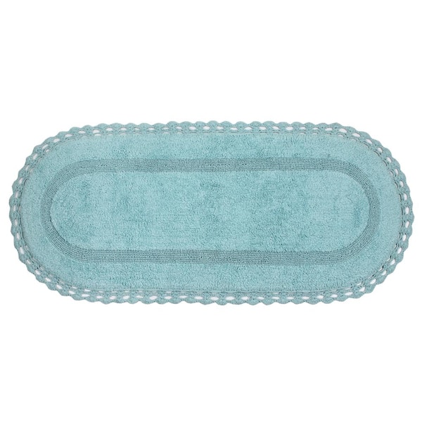 Set of 2 Opulent Collection Aqua Cotton Reversible Tufted Bath Rug Set -  Home Weavers