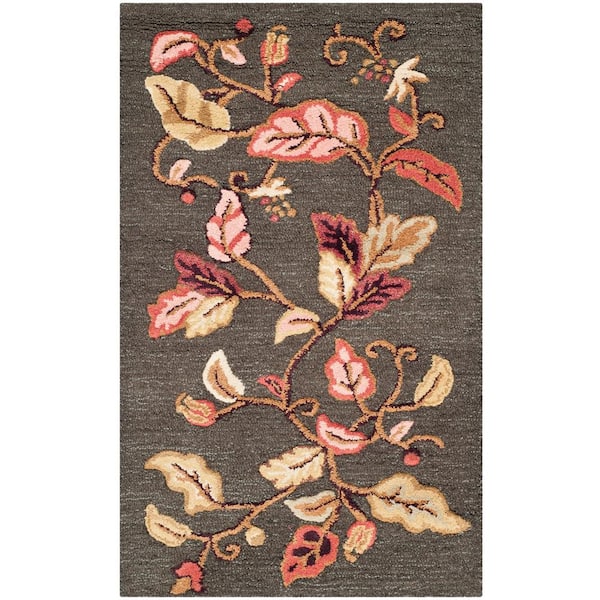 6' x 6' Round Safavieh Martha Stewart Collection MSR3611B Handmade Autumn Woods Wool & Viscose Area Rug Francesca Black 