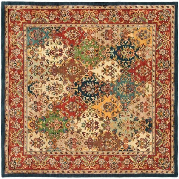 Heritage Multi/Burgundy 10 ft. x 10 ft. Square Border Area Rug
