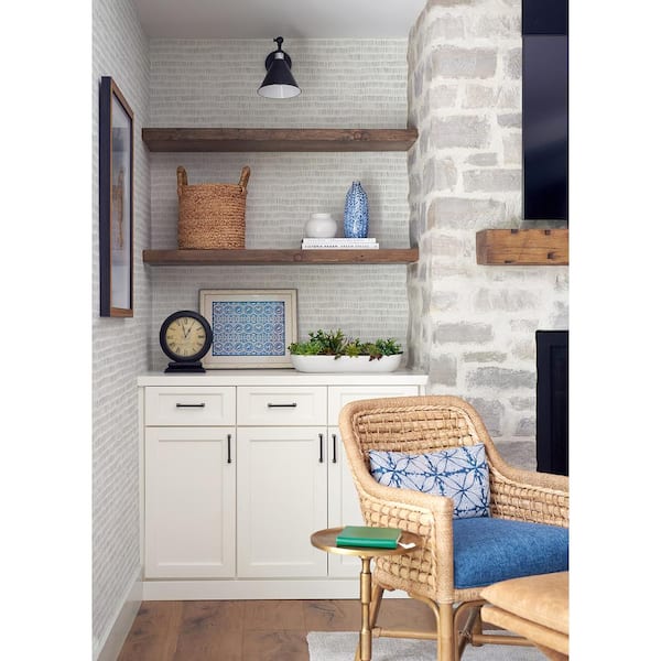 Pips Grey Paper Pre-Pasted Matte Watercolor Brushstrokes Strippable Wallpaper