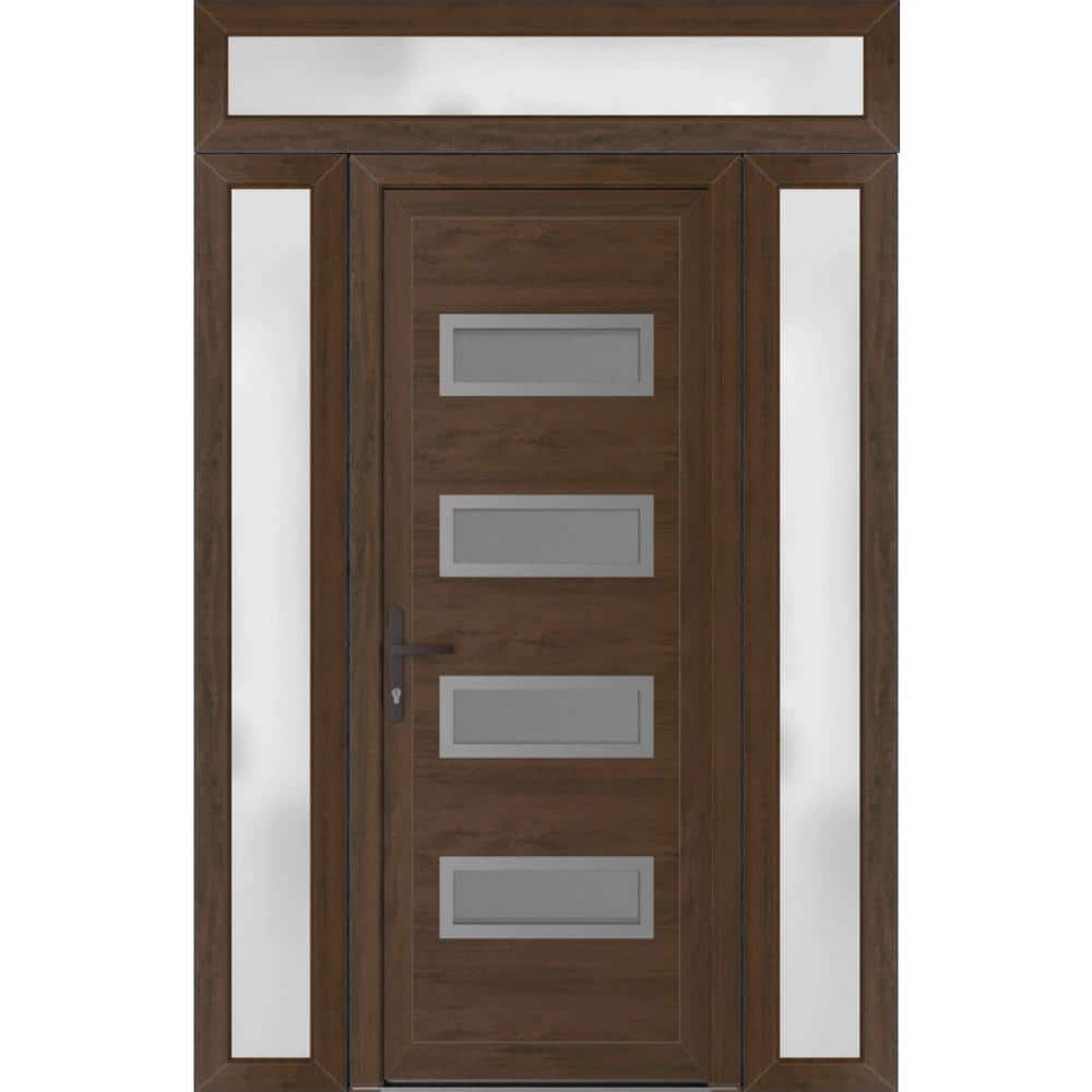 60 in. x 94 in. Right-hand/Inswing Mirrored Glass Walnut Steel Prehung Front Door with Hardware price history on PriceWatchPro