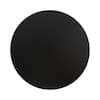 Top-down view of the black round end table surface.