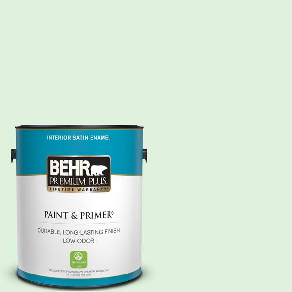 BEHR PREMIUM PLUS 1 gal. #P400-1 Mischievous Satin Enamel Low Odor Interior Paint & Primer