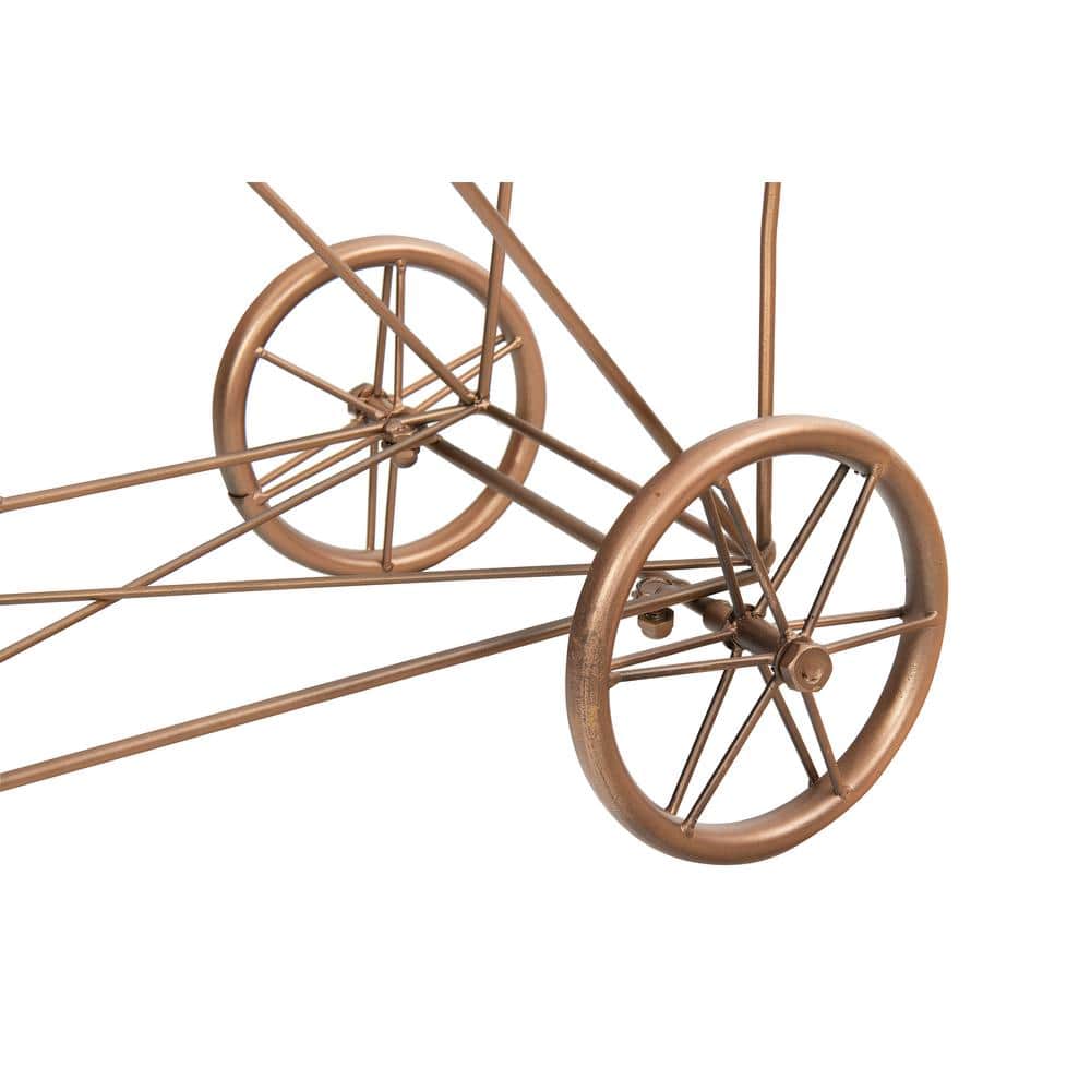 Bronze Metal Vintage Rolling Laundry Basket with Wheels