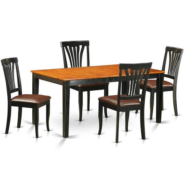 East West Furniture 5-Piece Black and Cherry Finish Solid Wood Top - Dining Room Set - Seats 4