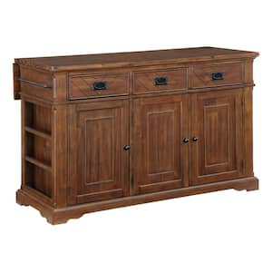 Palisade Oak Wood 56.75 in. Kitchen Island with Drawers