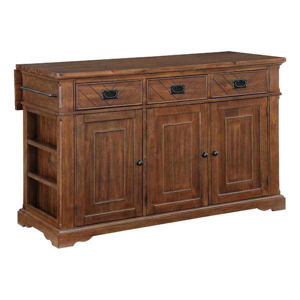 OSP Home Furnishings Palisade Oak Wood 56.75 in. Kitchen Island with ...