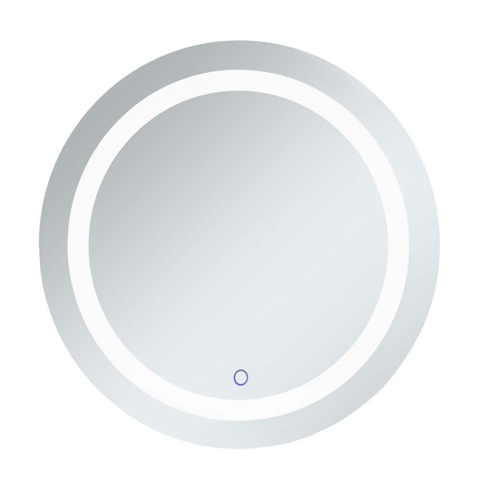 Timeless 28 in. W x 28 in. H Framed Round LED Light Bathroom Vanity Mirror 