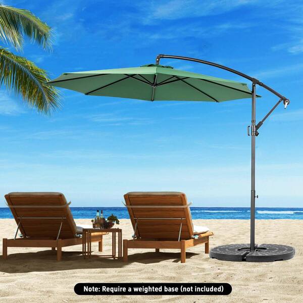 10 ft. Steel Cantilever Tilt Patio Umbrella in Dark Green
