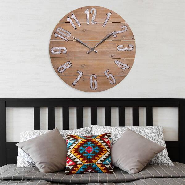 La Crosse Technology 23.5 in. Aloft Rustic Wood Quartz Wall Clock404