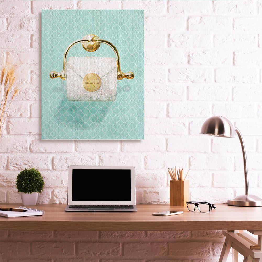 Aqua and Gold Abstract Canvas Wall Art for Nursery