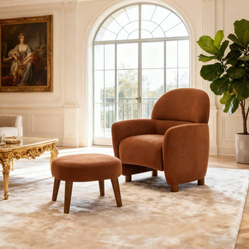 Orange Fabric Arm Chair Leisure Sofa Chair with Ottoman for Small Space price history on PriceWatchPro
