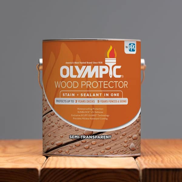 Olympic 1 gal. Natural Semi-Transparent Exterior Wood Protector Stain plus Sealant in One