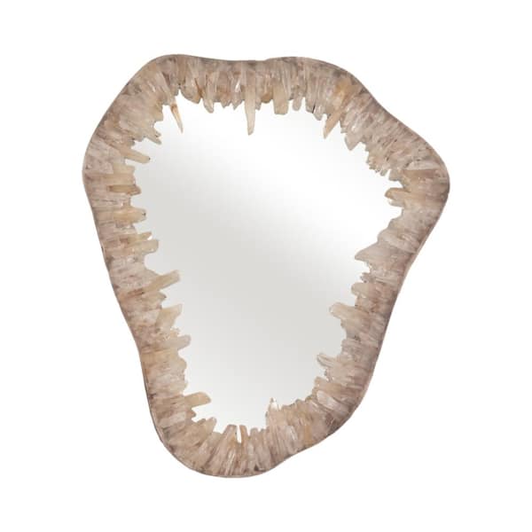 Liv & Skye Ivory 29 in. x 33 in. Glam Novelty Organic Glass Framed Mirror