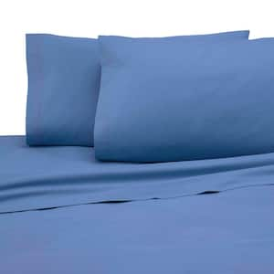 Fab Glass and Mirror Bedsheet Queen 300-Thread-Count Cotton Sky Blue Bed-Sheet | DY32-QSAVF