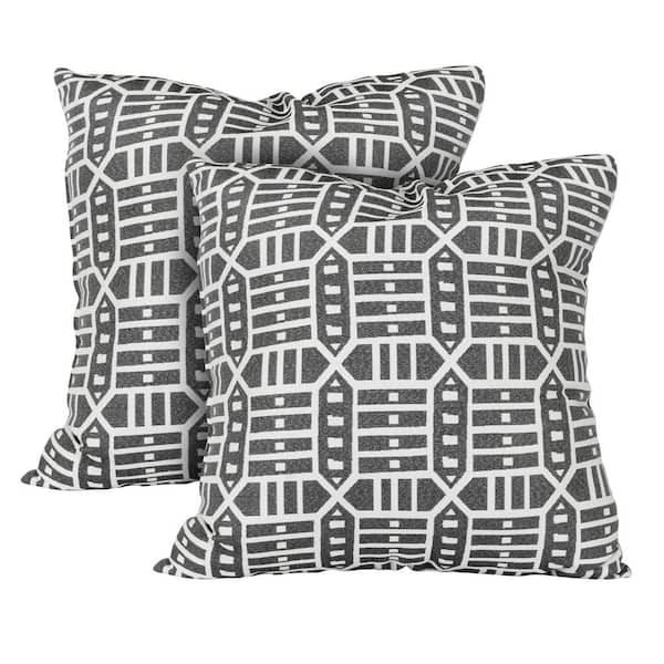 Astella Roland Charcoal Square Outdoor Accent Lounge Throw Pillow (Set of 2)