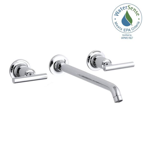 KOHLER Purist Wall-Mount 2-Handle Low-Arc Bathroom Faucet Trim Only in Polished Chrome