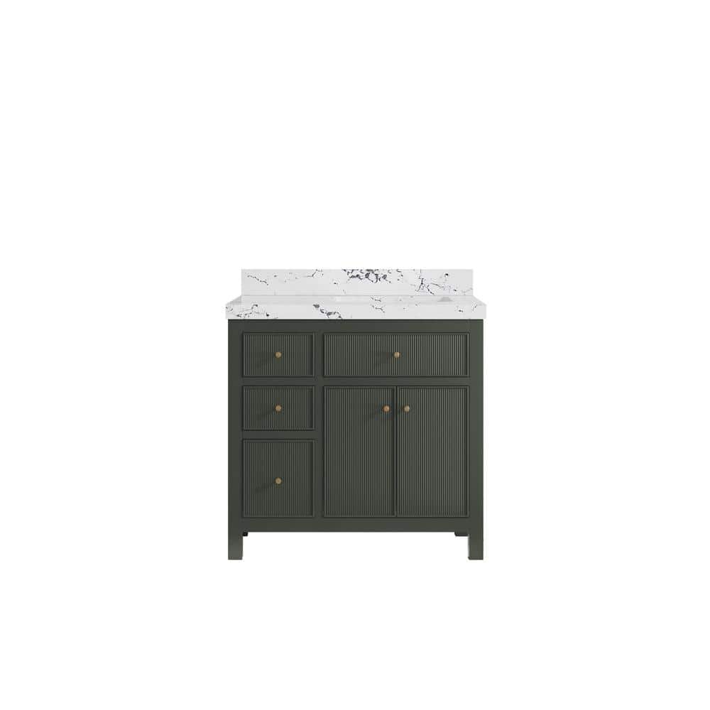 Sonoma 36 in. W x 22 in.  D x 36 in. H Right Sink Bath Vanity in Pewter Green with 2 in. Viola Night qt. Top price history on PriceWatchPro