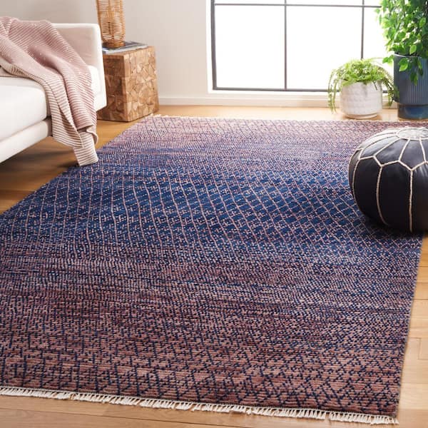 Nomad 6 ft. x 9 ft. Navy/Pink Woven Marle Area Rug