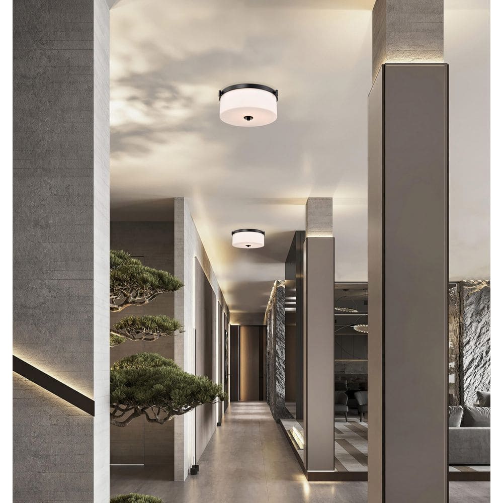 Liam 16.63 in. 3-Light Matte Black Traditional Flush Mount with White Opal Glass Shade, No Bulbs Included price history on PriceWatchPro