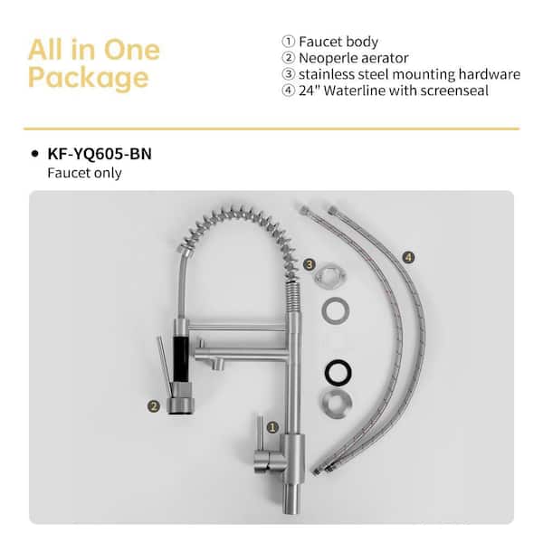 Brushed Nickel 19 in. H Single Handle Pull Down Kitchen