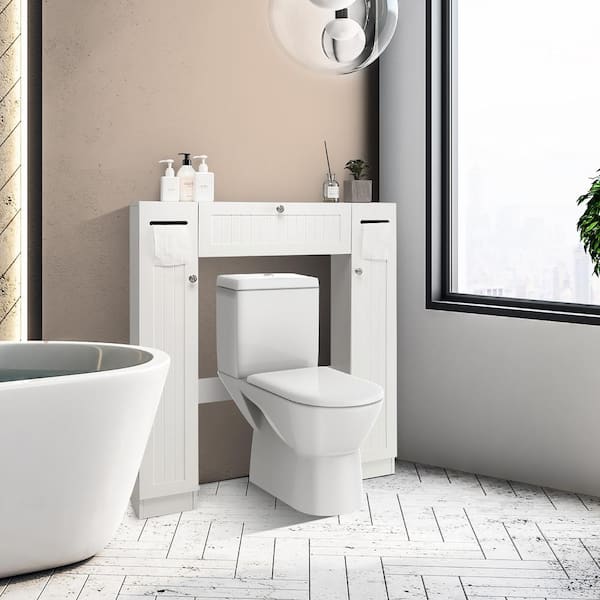 Costway 34 in. W x 39 in. H x 7.5 in. D White Over The Toilet