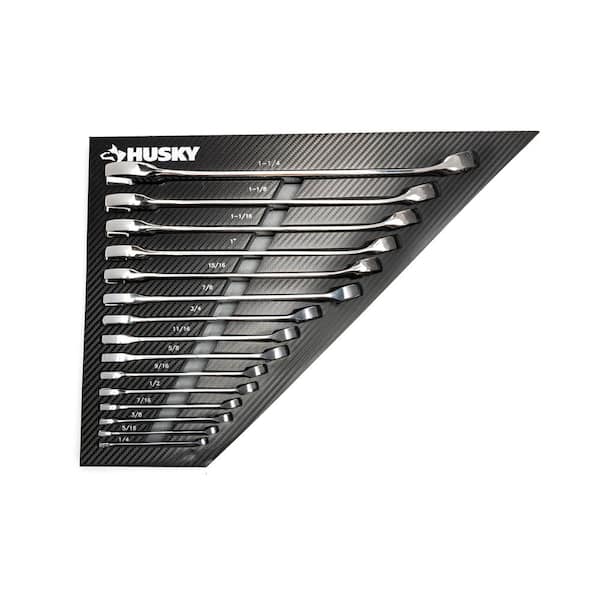 SAE Combination Wrench Set with EVA Storage Tray (15-Piece)