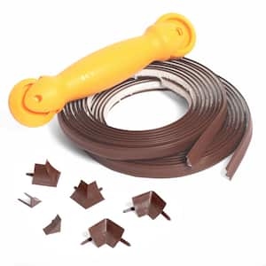 1/2 in. x 20 ft. Dark Brown, PVC Self-Adhesive Flexible Caulk Trim Molding Applicator Tool and Corners