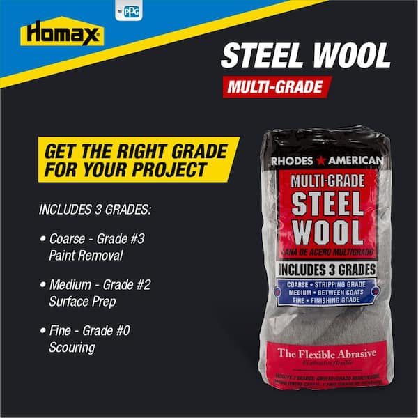 33873211143 Steel Wool Rhodes American 12 pad Assorted Grades 