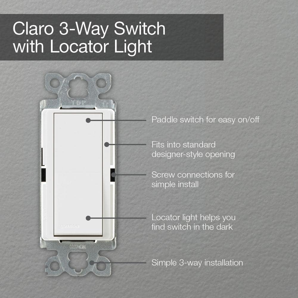 White Glossy 3-Way Rocker Switch with Locator Light