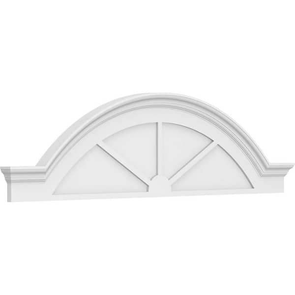 Ekena Millwork 2-1/2 in. x 70 in. x 18-1/2 in. Segment Arch with Flankers 3-Spoke Architectural Grade PVC Pediment Moulding