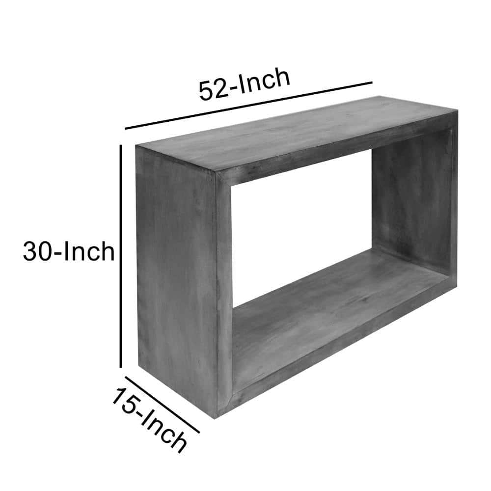 Retro Charcoal Gray 52" Mango Wood Console Table with Open Shelf
