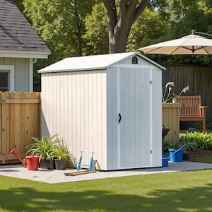 4 ft. W x 6 ft. D Outdoor Storage Plastic Shed with Floor and Lockable Door in White (23 sq. ft.)