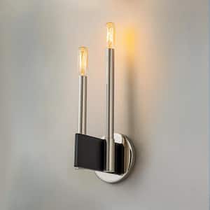 Lupe 2-Light 4.7 in. Modern Wall Sconce in Chrome