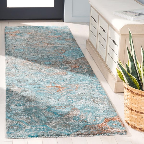 Anatolia 2 ft. x 8 ft. Turquoise/Brown Floral Medallion Runner Rug