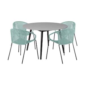 Sydney and Snack Wasabi 5-Piece Wood Round Outdoor Dining Set