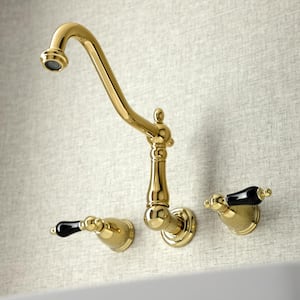 Duchess 2-Handle Wall-Mount Kitchen Faucet in Polished Brass