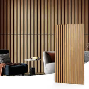 Dark Oak 0.83 in. x 2 ft. x 4 ft. Slat MDF Acoustic Decorative Wall Paneling, 3D Sound Absorbing Panel(31sq.ft./Case)