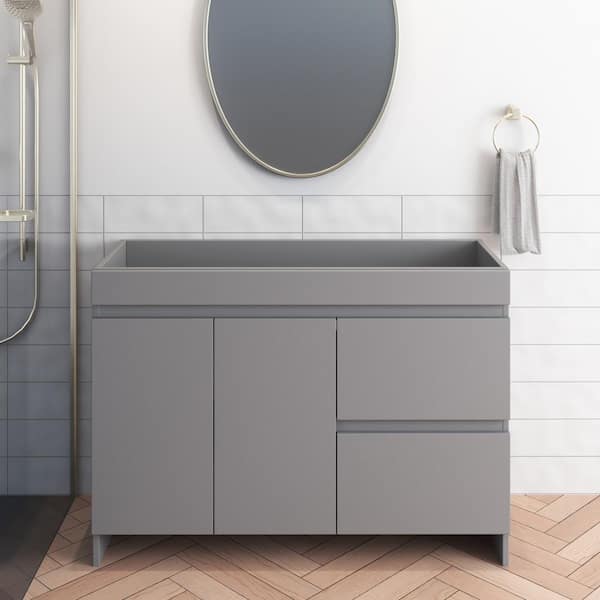 VOLPA USA AMERICAN CRAFTED VANITIES Mace 48 in. W x 20 in. D x 35 in. H Single Sink Bath Vanity Cabinet without Top in Gray and Right-Side Drawers