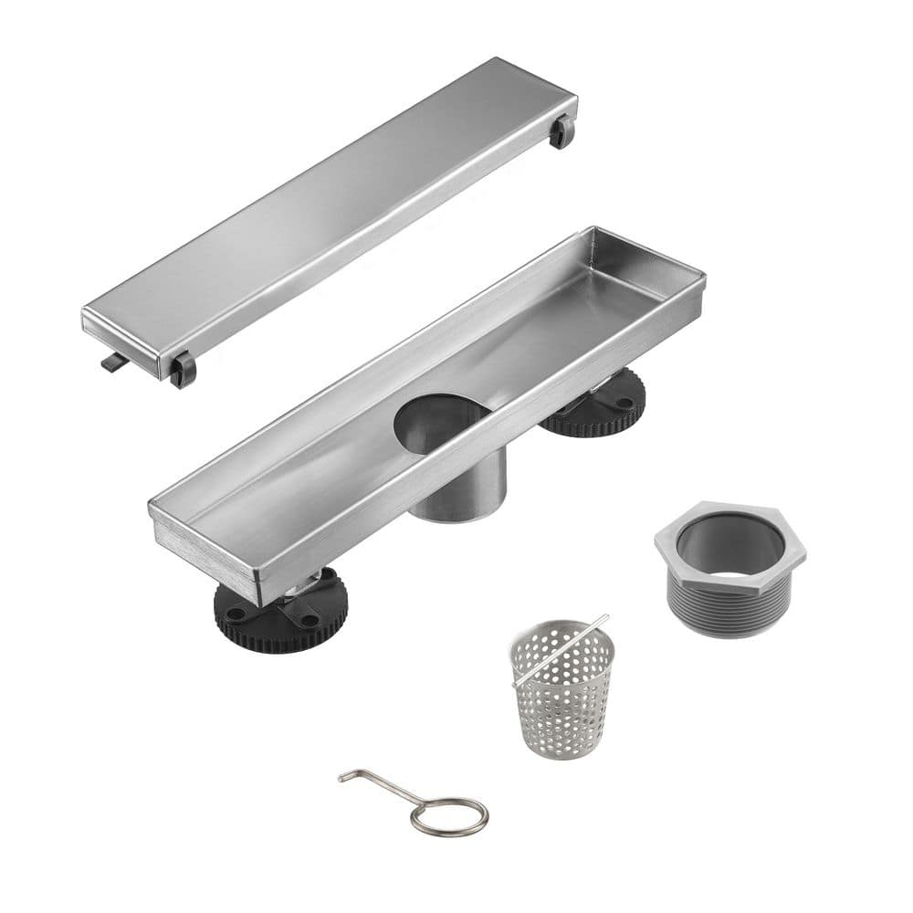 "12"" 304 Stainless Steel Linear Drain for Fast Drainage, Floor Drain for Bathroom in Brushed NIckel" price history on PriceWatchPro
