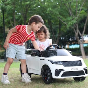 12-Volt Kids Ride On Car Licensed Land Rover Battery Powered Electric Vehicle Toy with Remote Control, White