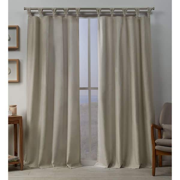 EXCLUSIVE HOME Loha Natural Solid Light Filtering Braided Tab Top Curtain, 54 in. W x 84 in. L (Set of 2)