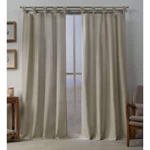 Loha Natural Solid Light Filtering Braided Tab Top Curtain, 54 in. W x 96 in. L (Set of 2)