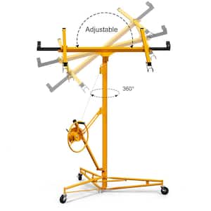 16 ft. Lift Drywall Panel Hoist Jack Adjust Angle Height and Width for Ceiling in Yellow