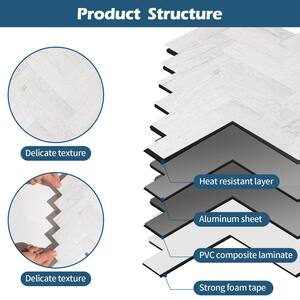 Herringbone Gray Wood 12 in. x 12 in. PVC Peel and Stick Backsplash Wall Tile (10 sq.ft./10-Sheets)