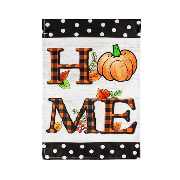 Evergreen 1 ft. x 1-1/2 ft. Pumpkin Home Garden Applique Flag