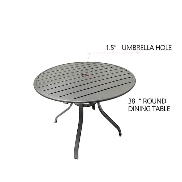 Cisvio 5 Pieces Outdoor Dining Set, Outdoor Table Set With Umbrella Hole