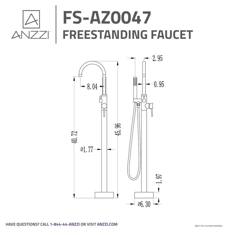 Polished Chrome Freestanding Clawfoot Tub Faucet with Hand Shower