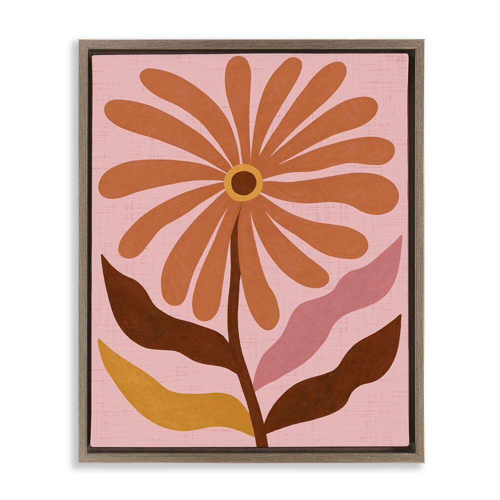 Boho Retro Flower Bloom by Nina Seven Brown Floater Frame Nature Graphic Art Print 31 in. x 25 in. price history on PriceWatchPro